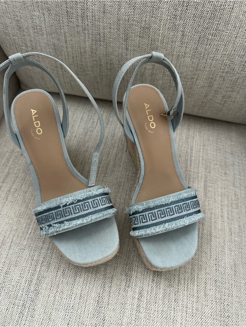 ALDO Light Blue Strappy Denim Wedge Sandals